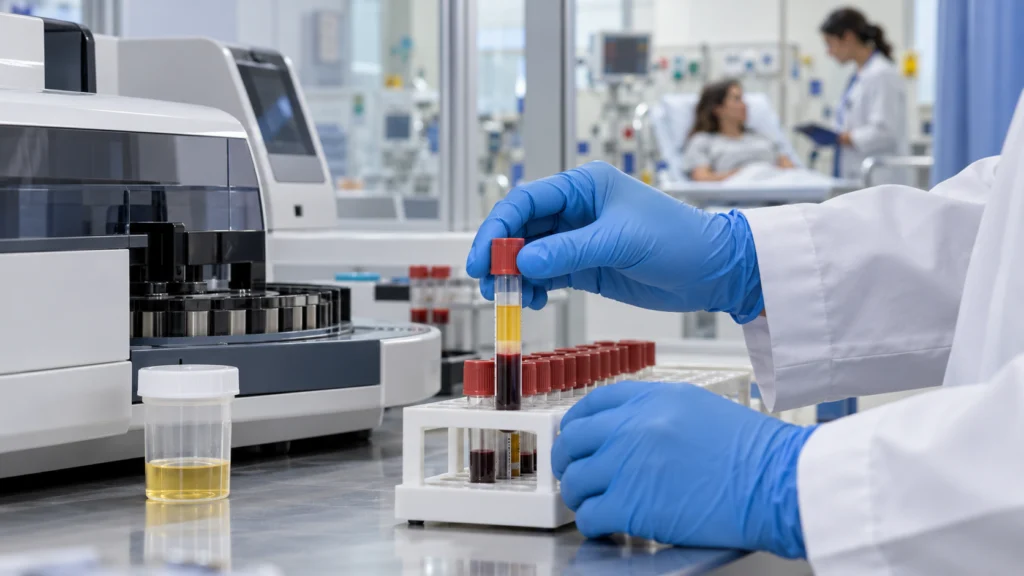 Análise de amostra sanguínea para beta-hCG na urgência em laboratório hospitalar