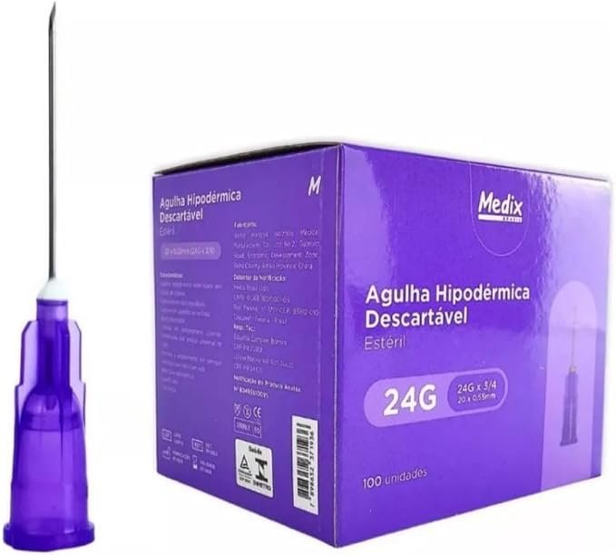 Agulha Hipodérmica Descartável 20×0,55mm Medix Cx C/100 Unidades