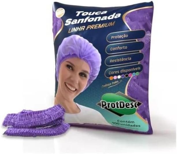 Touca Descartável TNT com Elástico Lilas com 100 unidades – Protdesc